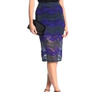 ROMEO AND JULIET COUTURE BLUE GREEN Crochet LACE PENCIL SKIRT Small New!